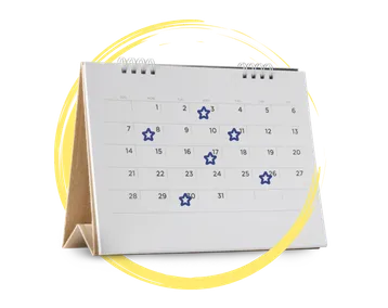 Calendar with several dates per week circled
